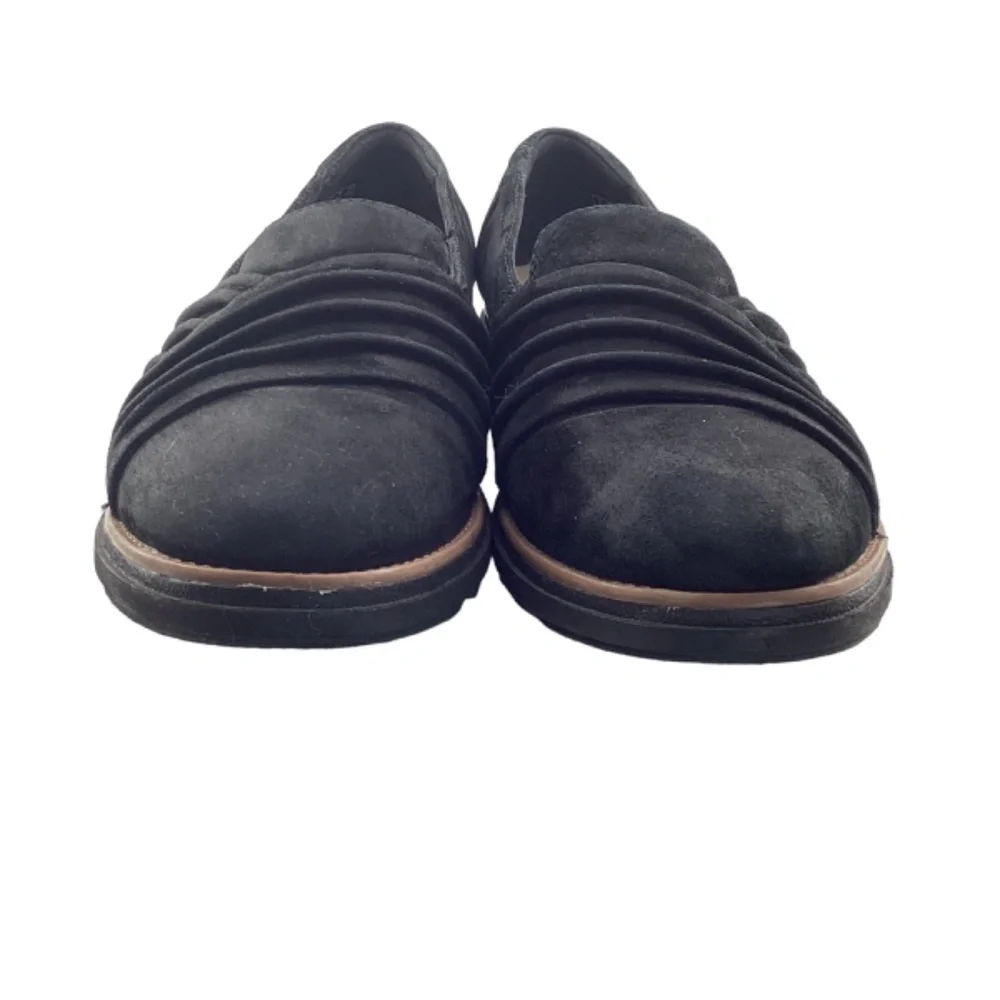 Collection by Clarks Sharon Villa Black Suede Wedge Loafer‎ Size 8.5